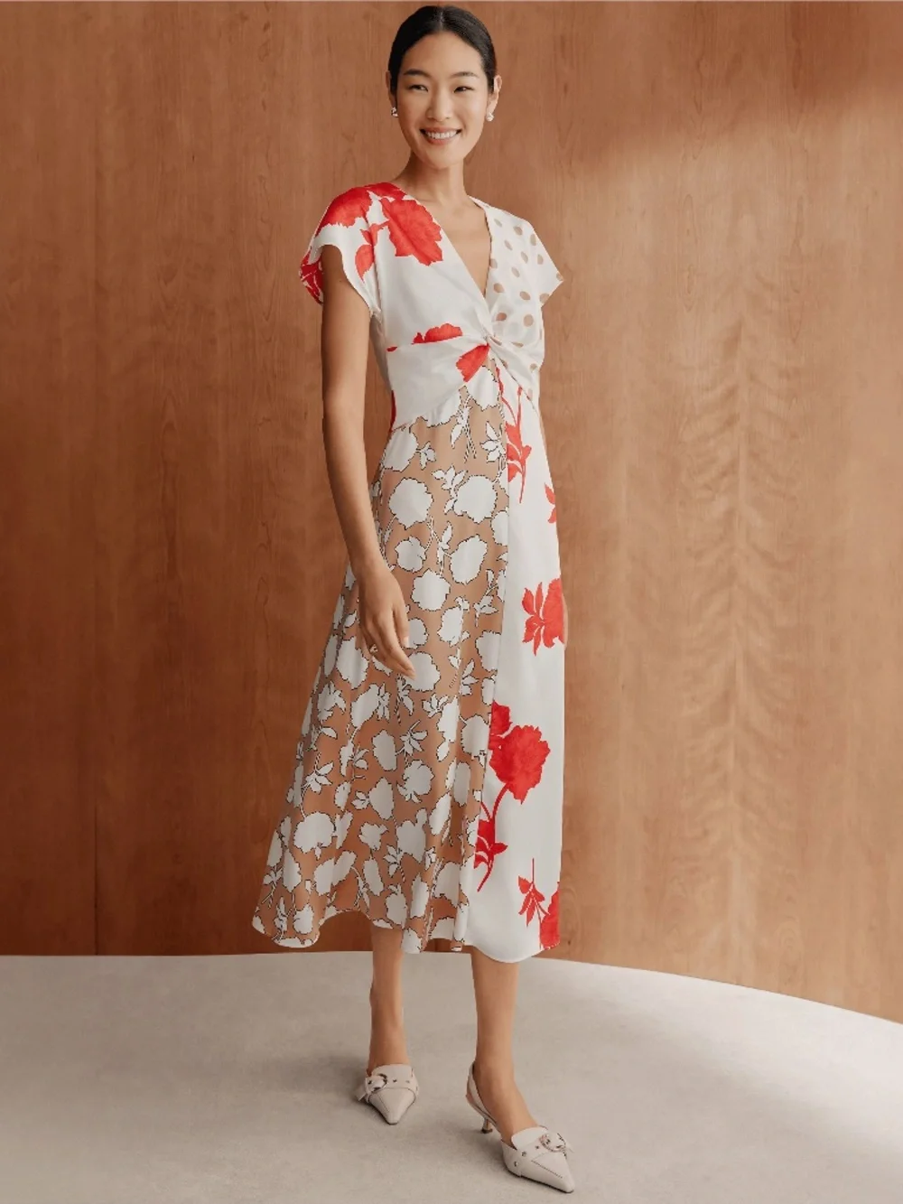 Ann Taylor Floral Twisted Midi Dress - Picture 4 of 4